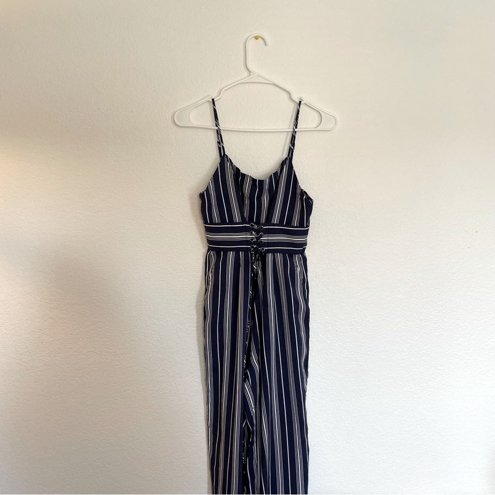 Striped Navy Jumpsuit